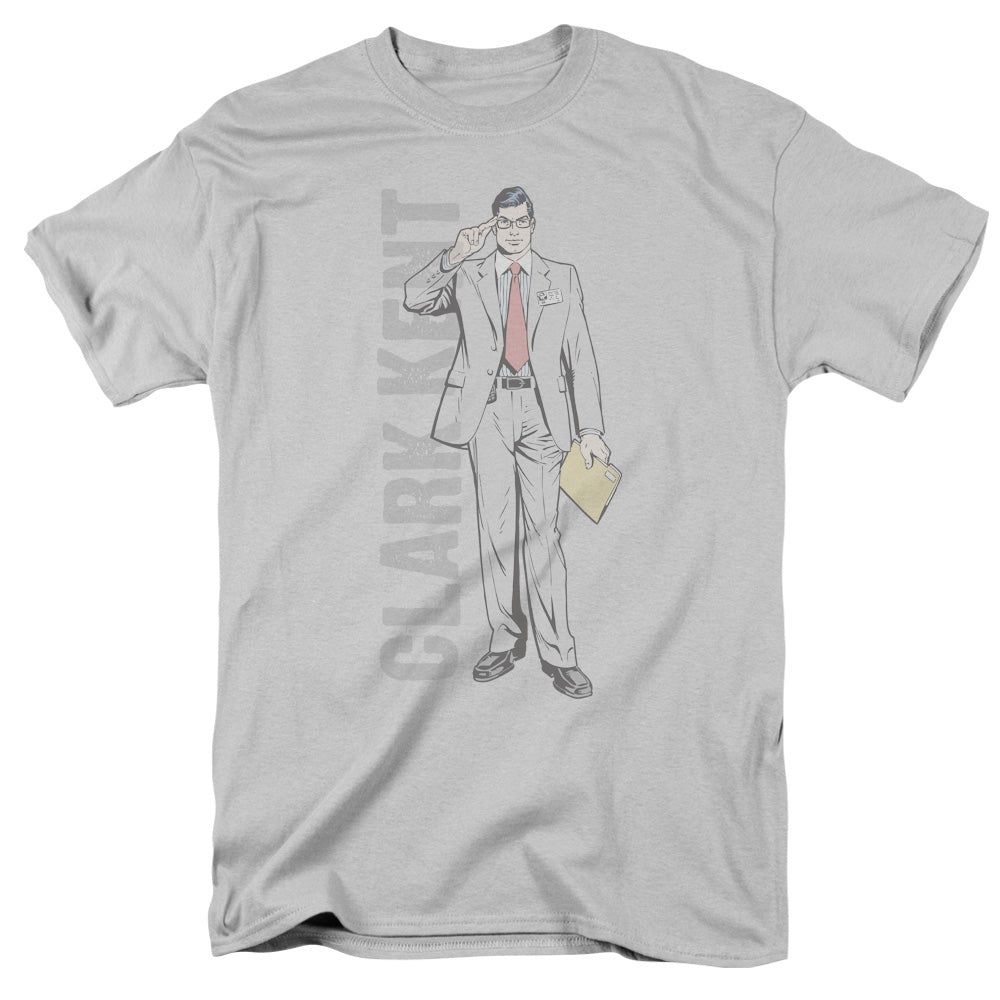 Superman Clark Kent Mens T Shirt Silver Retro Pop Classics