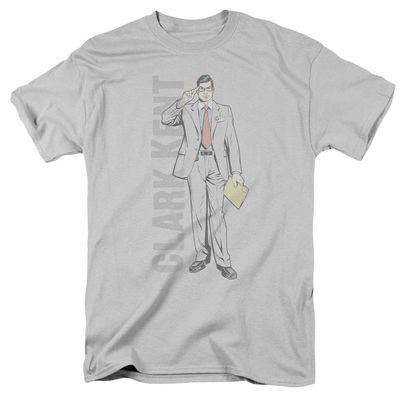 Superman Clark Kent Mens T Shirt Silver Retro Pop Classics