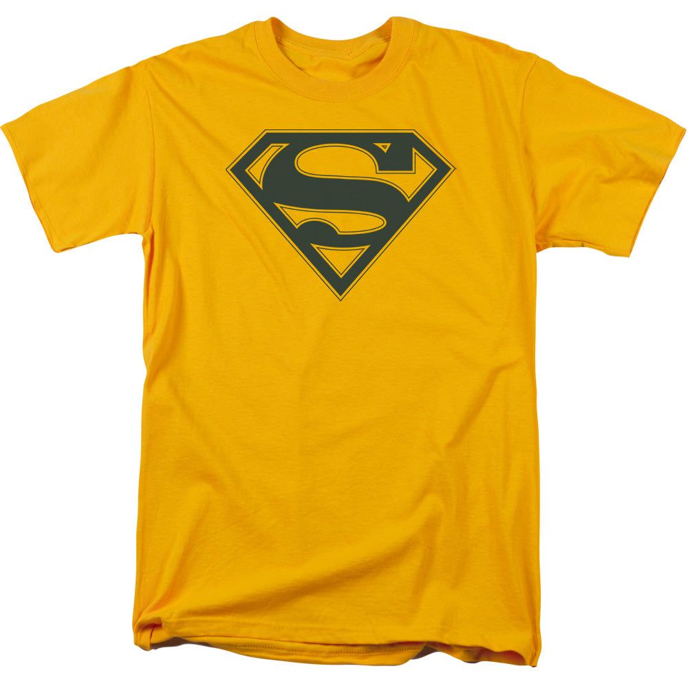 Superman Navy &amp; Gold Shield Mens T Shirt Gold Retro Pop Classics