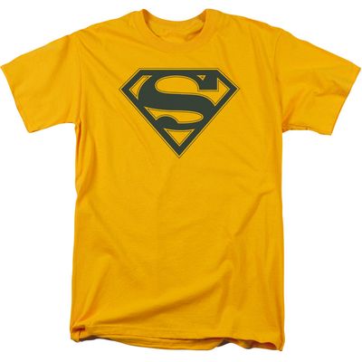 Superman Navy &amp; Gold Shield Mens T Shirt Gold Retro Pop Classics