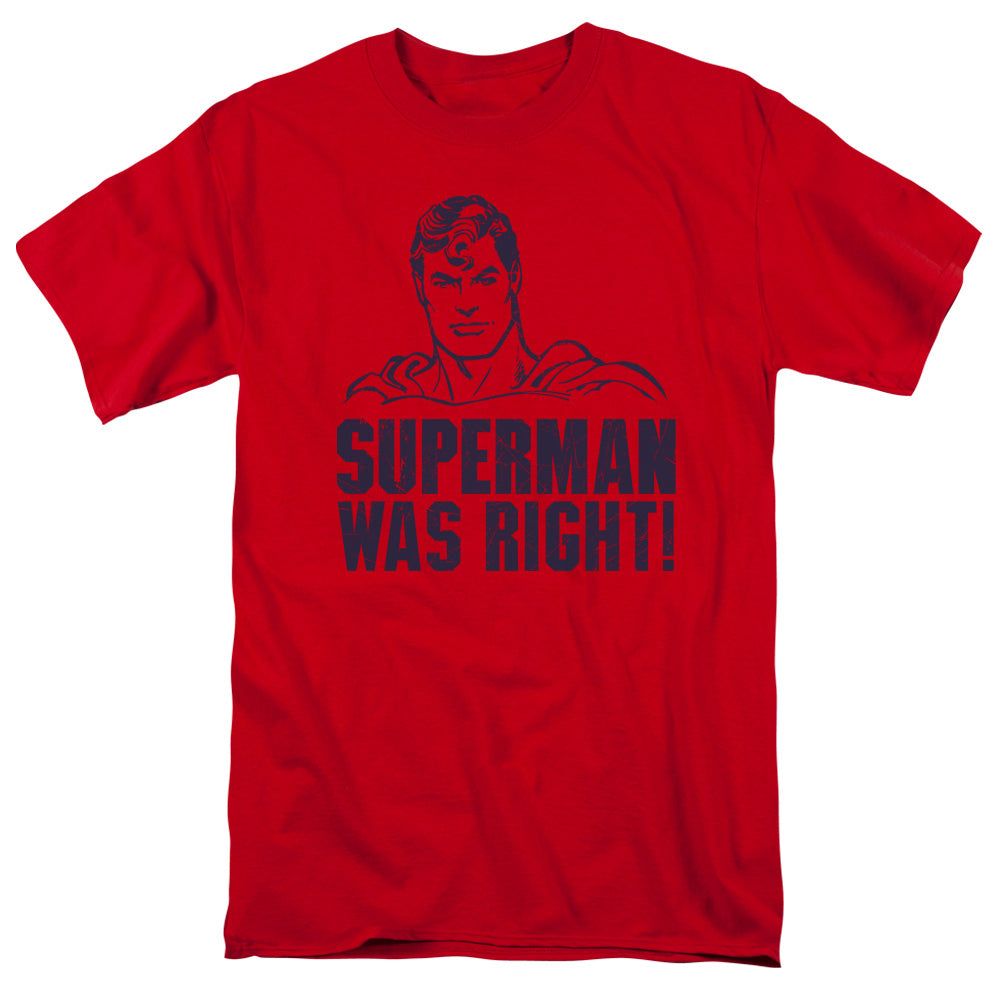 Superman Was Right Mens T Shirt Red Retro Pop Classics