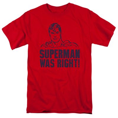 Superman Was Right Mens T Shirt Red Retro Pop Classics