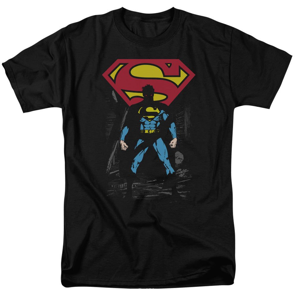 Superman Dark Alley Mens T Shirt Black Retro Pop Classics