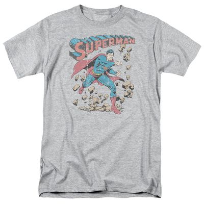 Superman Mad At Rocks Mens T Shirt Athletic Heather Retro Pop Classics