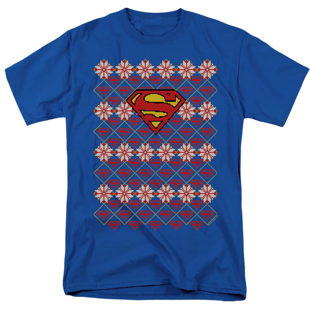 Superman Superman Christmas Sweater Mens T Shirt Royal Blue Retro Pop Classics