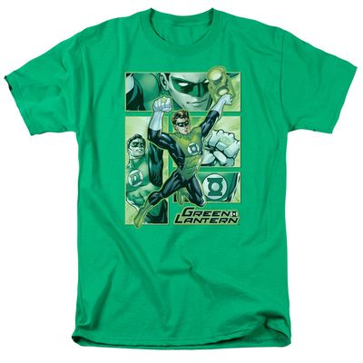 Justice League of America Green Lantern Panels Mens T Shirt Kelly Green Retro Pop Classics