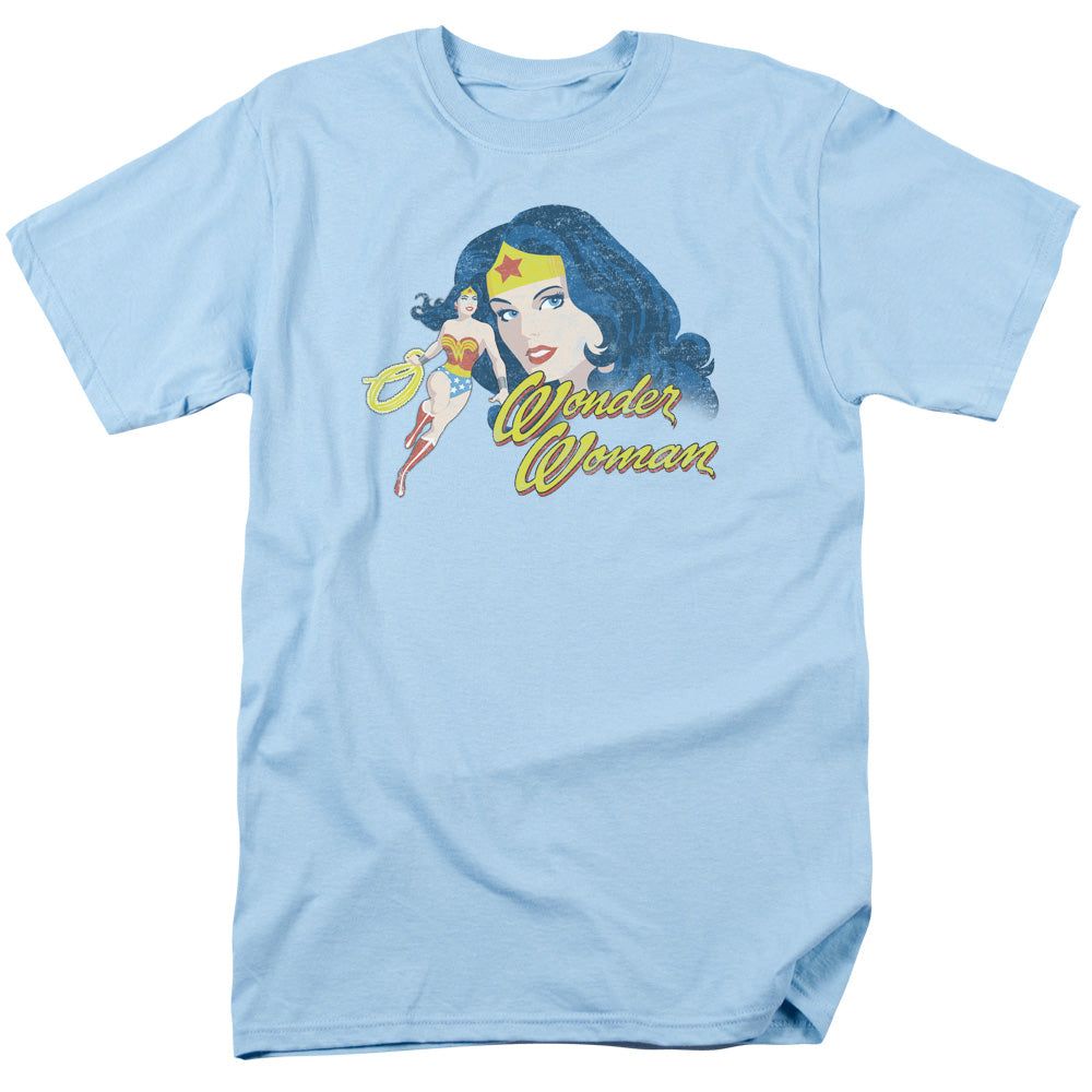 Justice League Portrait Mens T Shirt Light Blue Retro Pop Classics