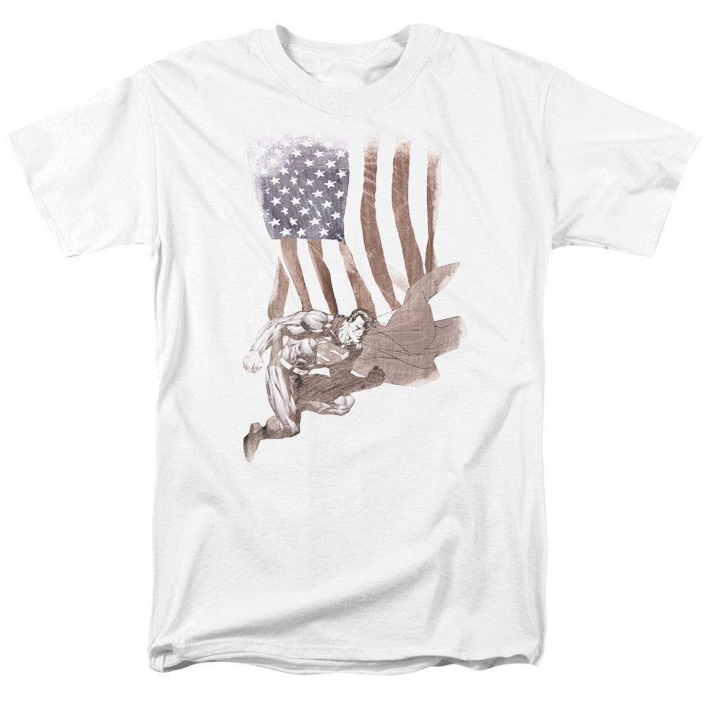 Superman Super American Mens T Shirt White Retro Pop Classics