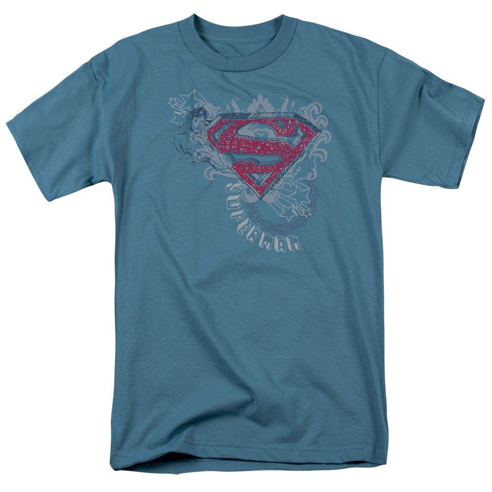 Superman Star And Chains Mens T Shirt Slate Retro Pop Classics