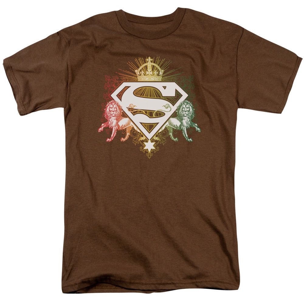 Superman Ornate Lion Shield Mens T Shirt Coffee Retro Pop Classics