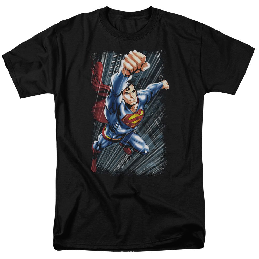 Superman Faster Than Mens T Shirt Black Retro Pop Classics
