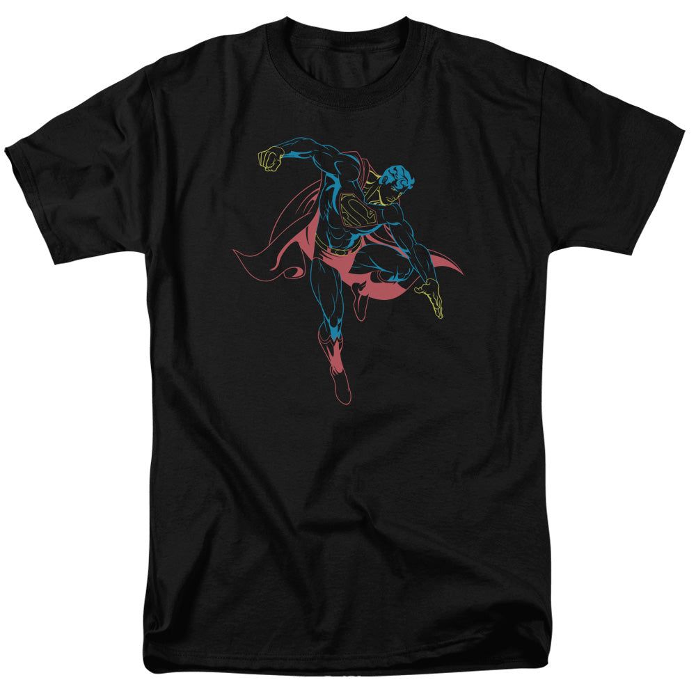 Superman Neon Superman Mens T Shirt Black Retro Pop Classics