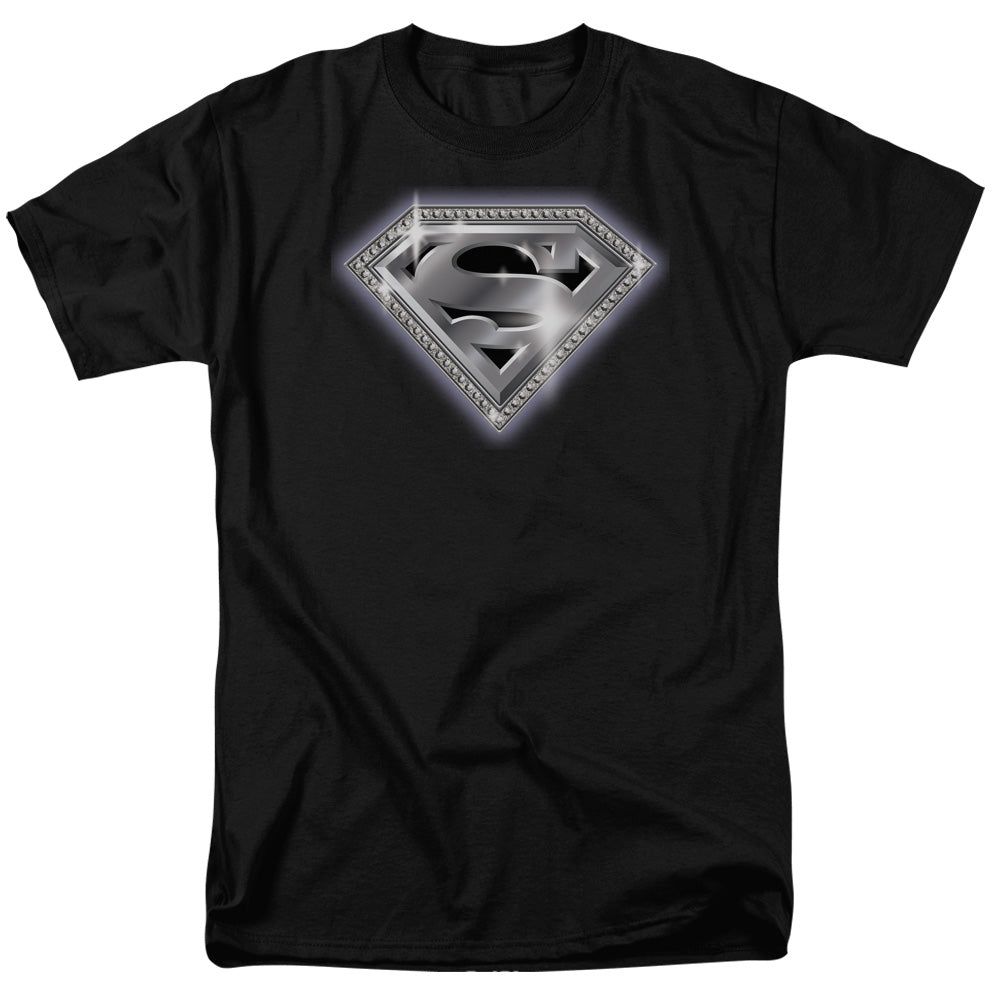 Superman Bling Shield Mens T Shirt Black Retro Pop Classics