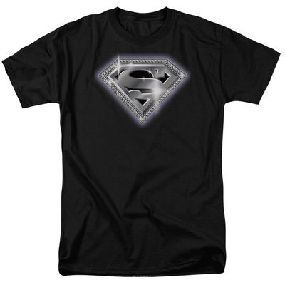 Superman Bling Shield Mens T Shirt Black Retro Pop Classics