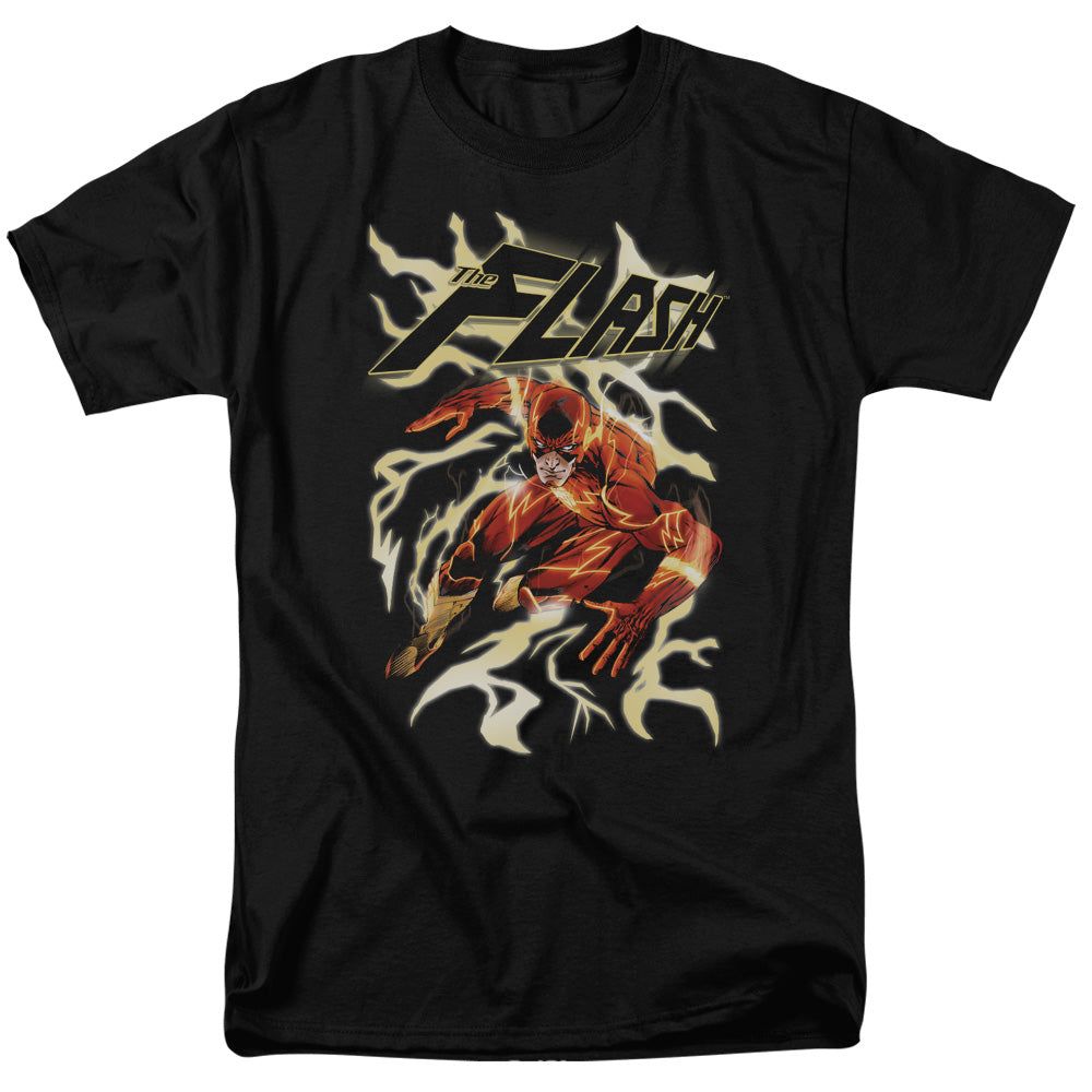 Justice League Electric Run Mens T Shirt Black Retro Pop Classics