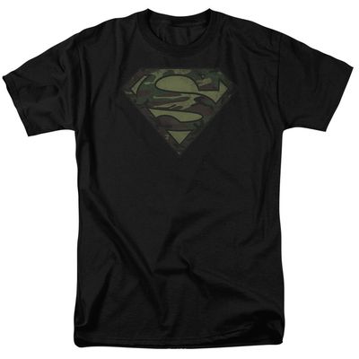 Superman Camo Logo Distressed Mens T Shirt Black Retro Pop Classics