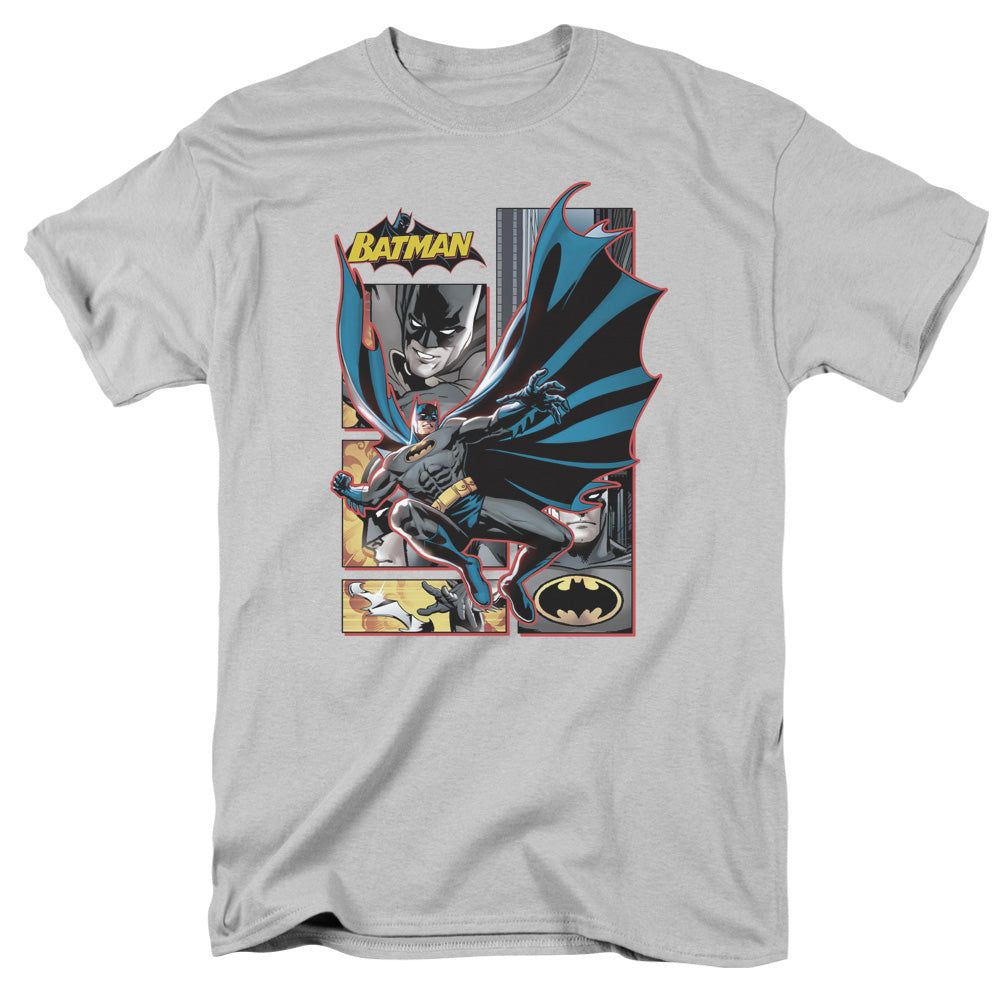 Justice League of America Batman Panels Mens T Shirt Silver Retro Pop Classics