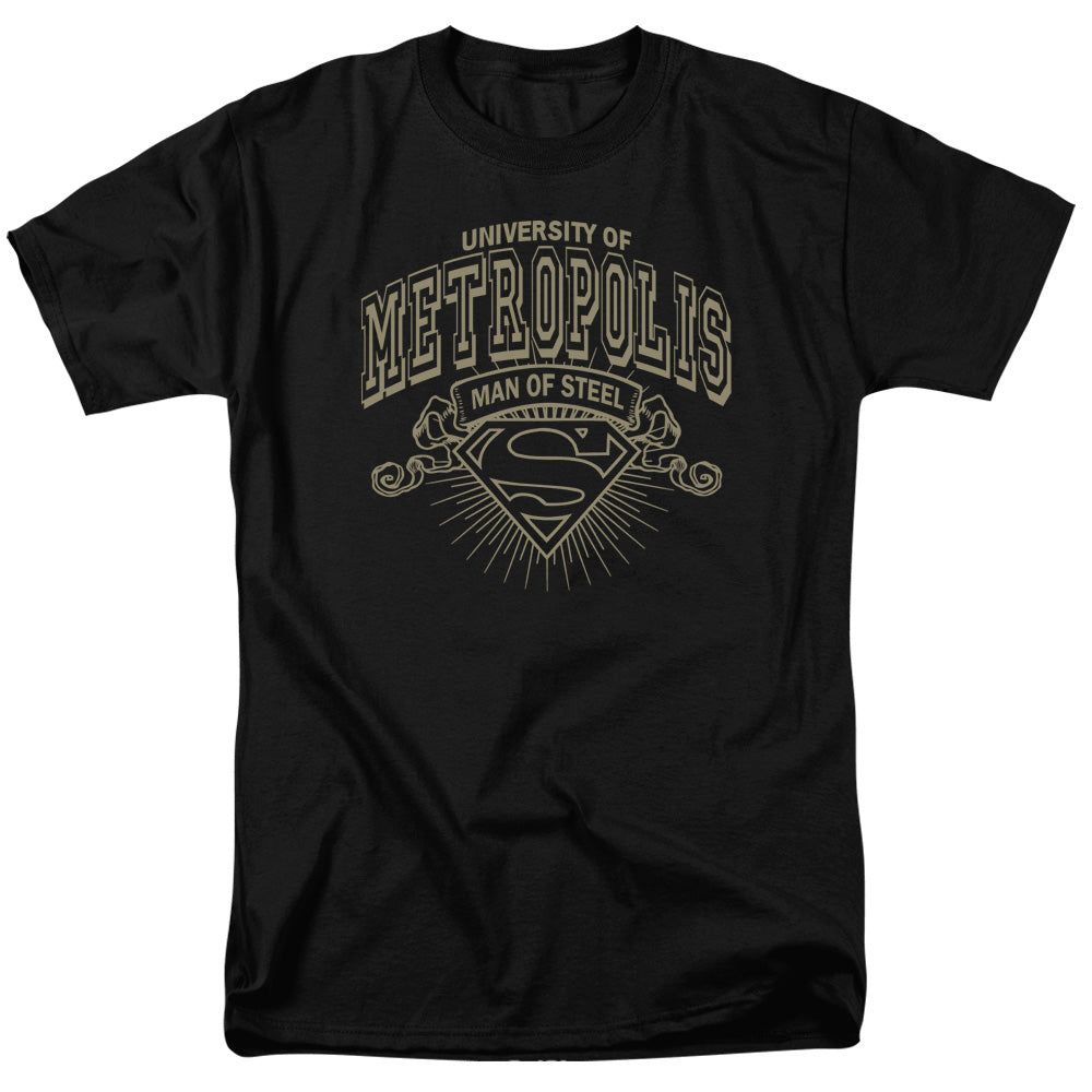 Superman University Of Metropolis Mens T Shirt Black Retro Pop Classics