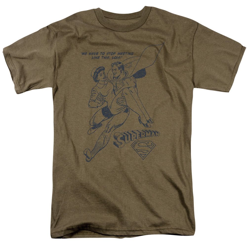 Superman You Again? Mens T Shirt Safari Green Retro Pop Classics