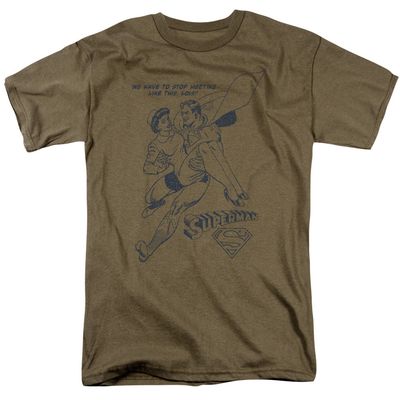 Superman You Again? Mens T Shirt Safari Green Retro Pop Classics