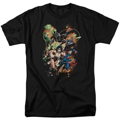 Justice League Battle Ready Mens T Shirt Black Retro Pop Classics