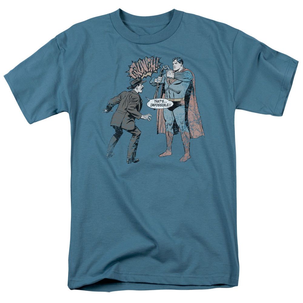 Superman Gun Control Mens T Shirt Slate Retro Pop Classics
