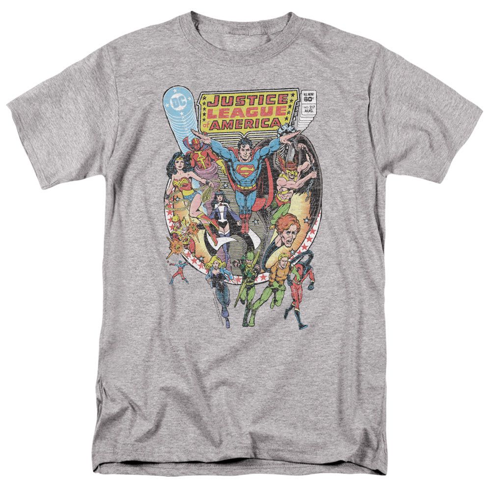 Justice League Team Up Mens T Shirt Athletic Heather Retro Pop Classics