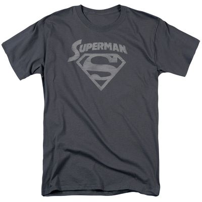 Superman Super Arch Mens T Shirt Charcoal Retro Pop Classics