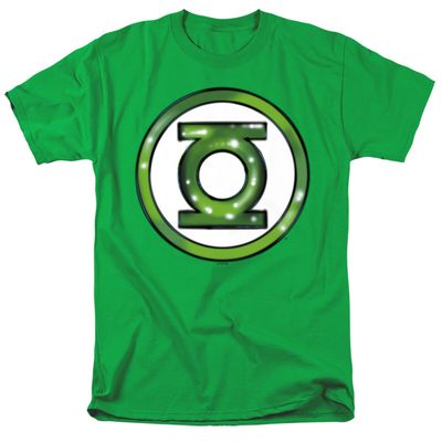 Justice League Green Lantern Airbrush Logo Mens T Shirt Kelly Green Retro Pop Classics