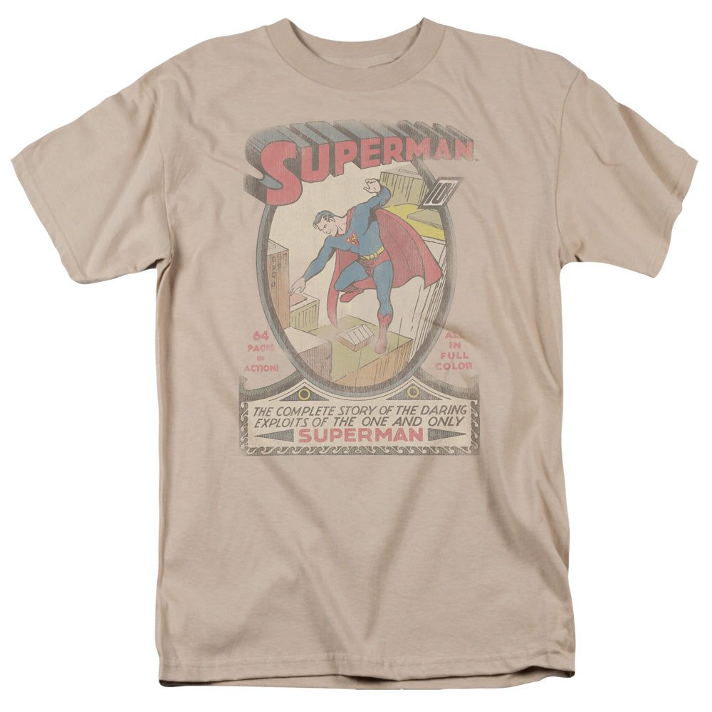 Dc Superman 1 Distressed Mens T Shirt Sand Retro Pop Classics