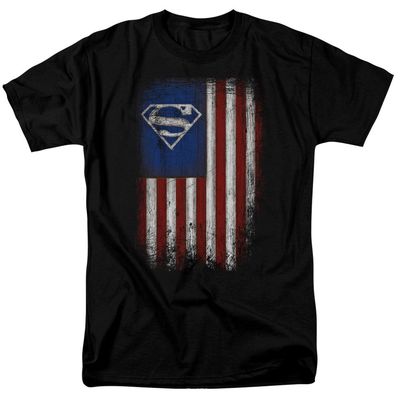Superman Old Glory Shield Mens T Shirt Black Retro Pop Classics