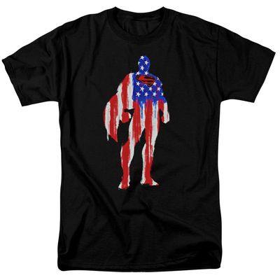 Superman Flag Silhouette Mens T Shirt Black Retro Pop Classics