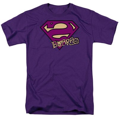 Superman Bizarro Shield Mens T Shirt Purple Retro Pop Classics