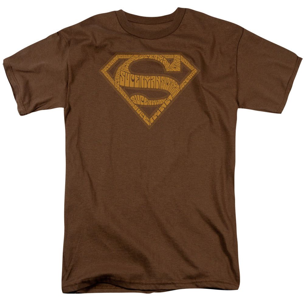 Superman 60S Type Shield Mens T Shirt Coffee Retro Pop Classics