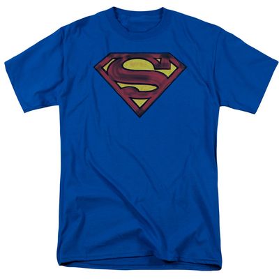 Superman Charcoal Shield Mens T Shirt Royal Blue Retro Pop Classics