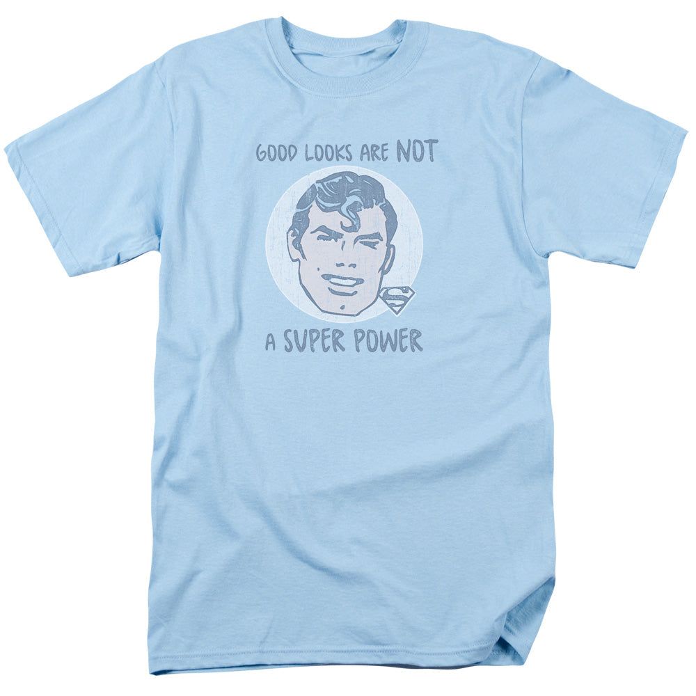 Superman Good Looks Mens T Shirt Light Blue Retro Pop Classics