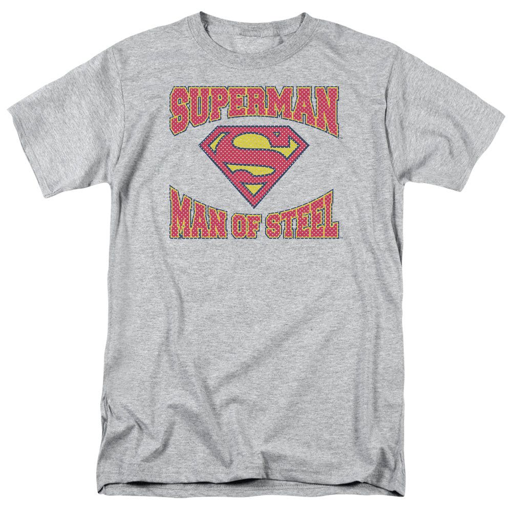 Superman Man Of Steel Jersey Mens T Shirt Athletic Heather Retro Pop Classics