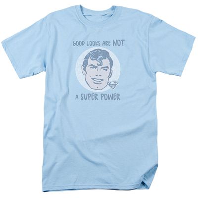 Superman Good Looks Mens T Shirt Light Blue Retro Pop Classics