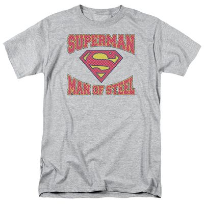 Superman Man Of Steel Jersey Mens T Shirt Athletic Heather Retro Pop Classics