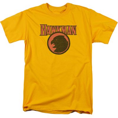 Justice League Rough Hawk Mens T Shirt Gold Retro Pop Classics