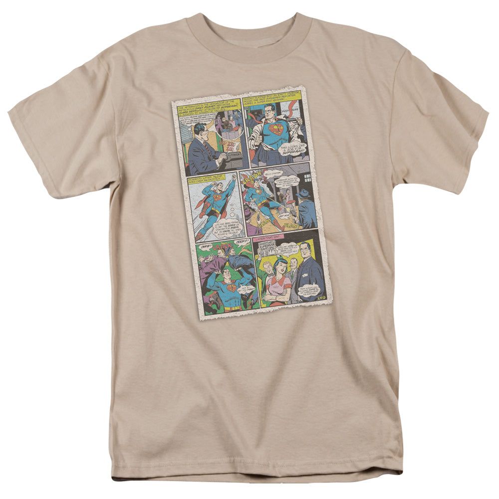 Superman Vintage Comic Mens T Shirt Sand Retro Pop Classics