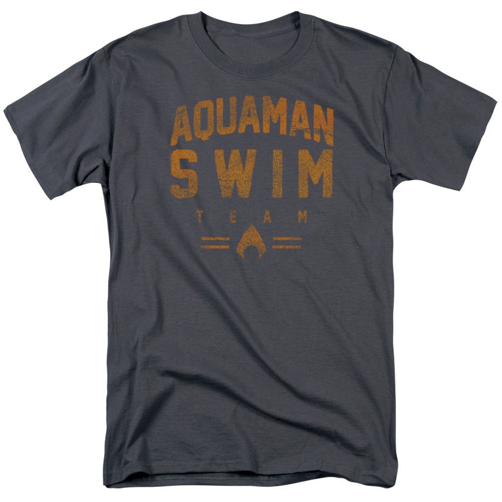 Justice League Swin Team Mens T Shirt Charcoal Retro Pop Classics