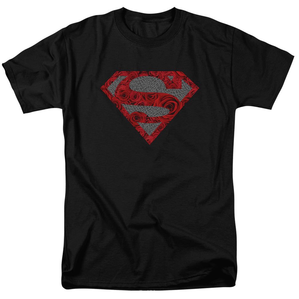 Superman Elephant Rose Shield Mens T Shirt Black Retro Pop Classics