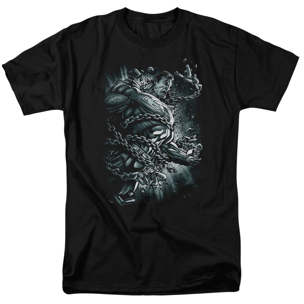 Superman Break Free Mens T Shirt Black Retro Pop Classics