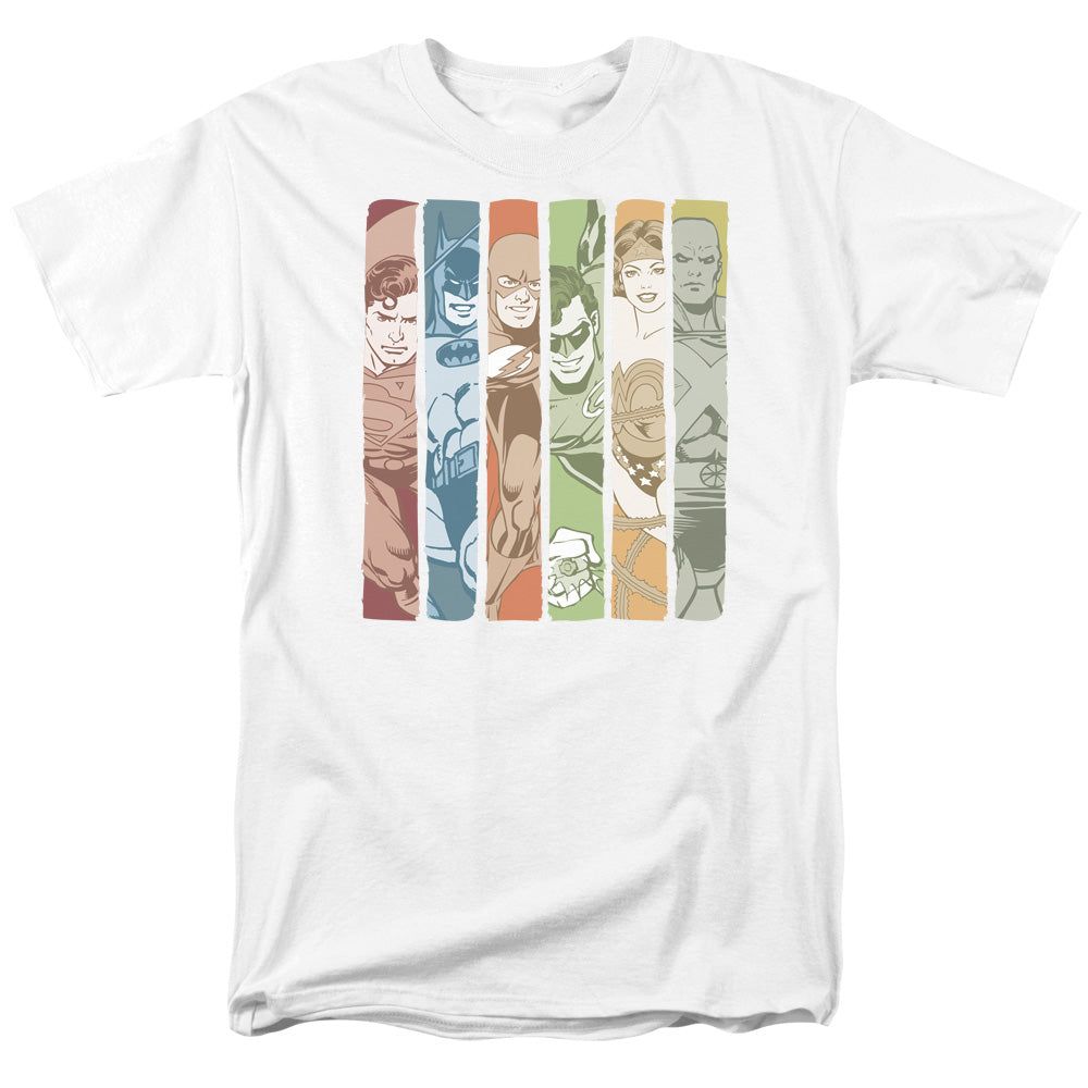 Dc Justice League Columns Mens T Shirt White Retro Pop Classics