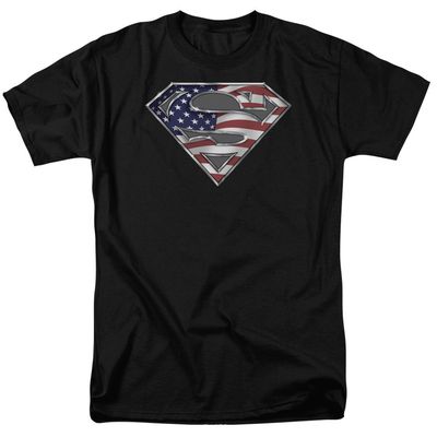 Superman All American Shield Mens T Shirt Black Retro Pop Classics