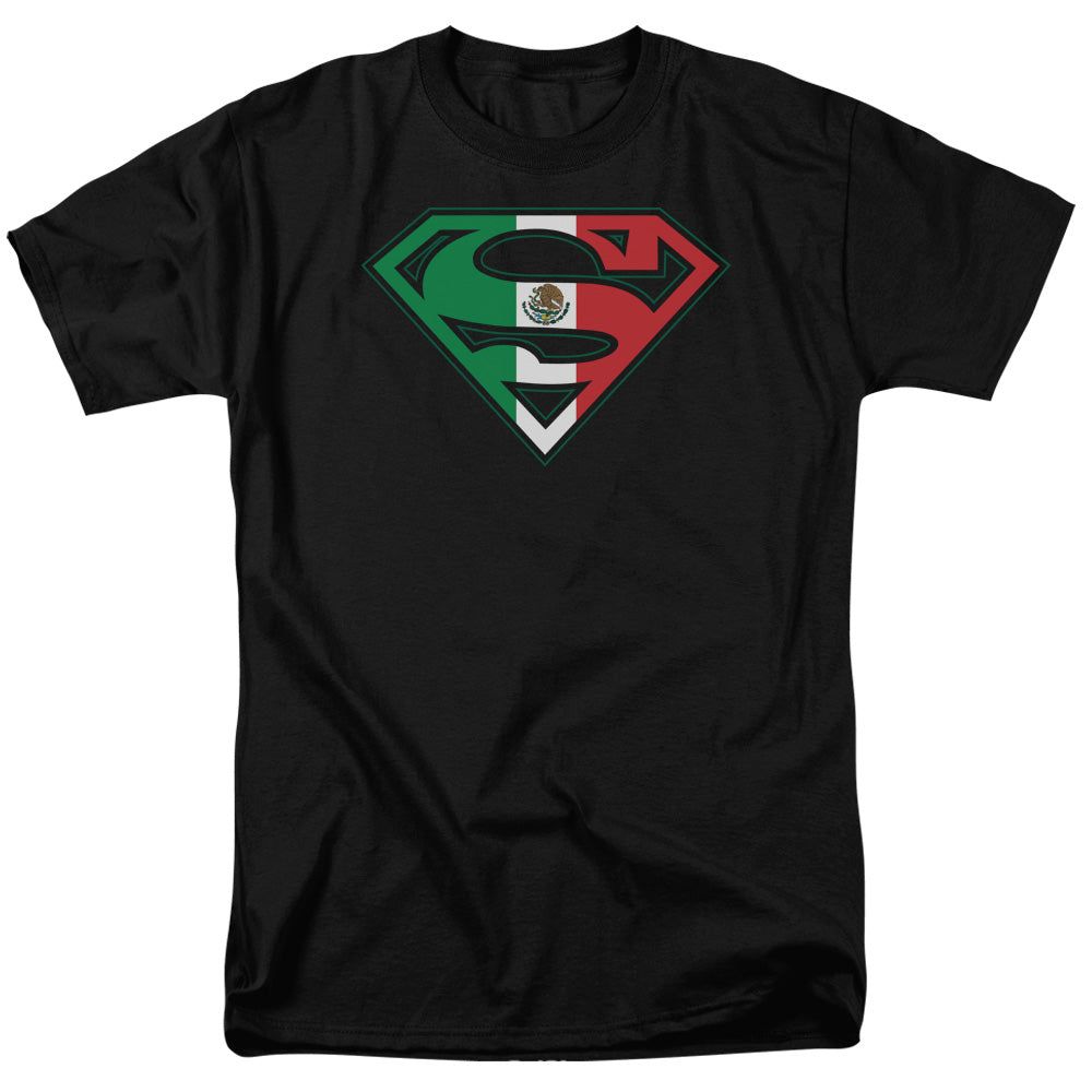 Superman Mexican Flag Shield Mens T Shirt Black Retro Pop Classics