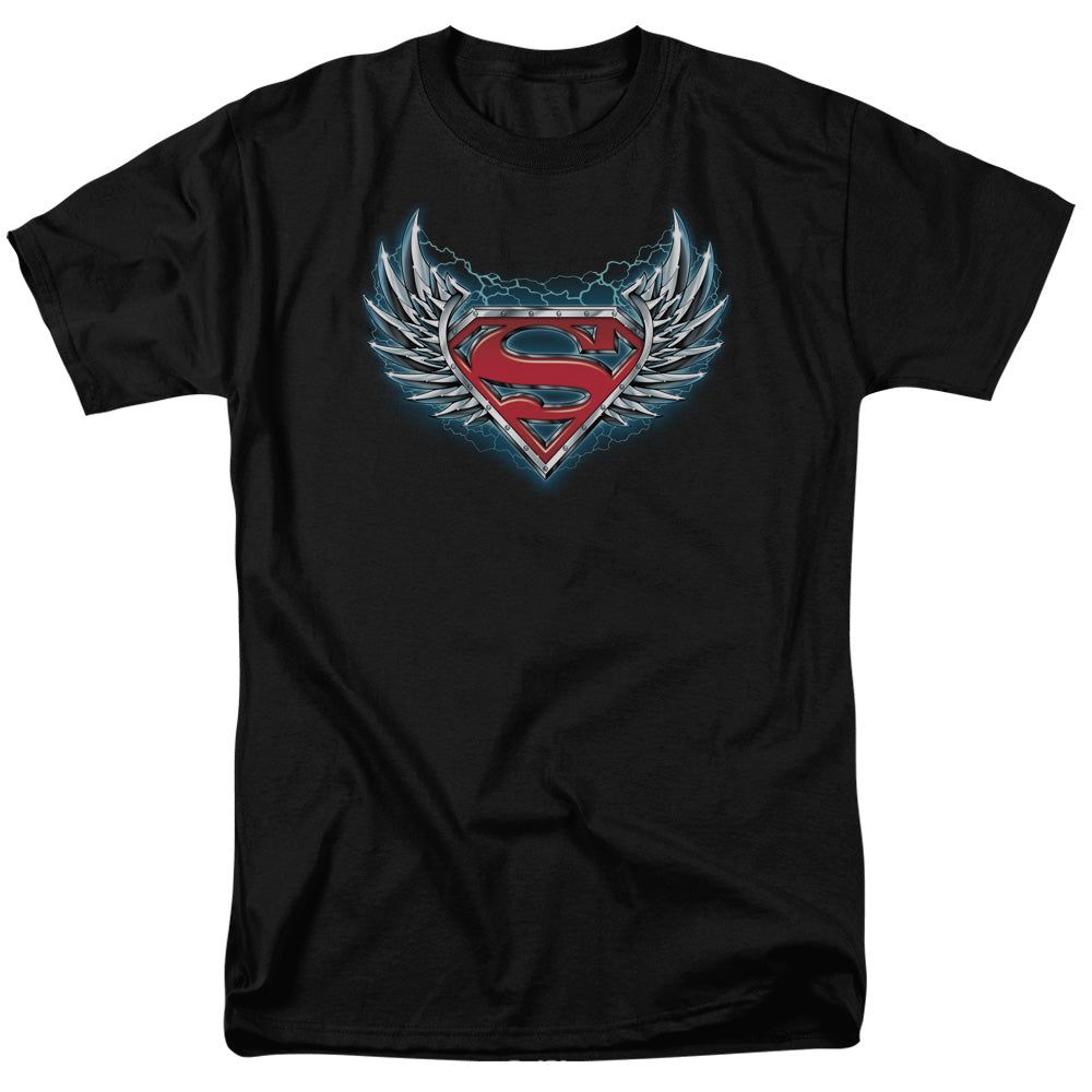 Superman Steel Wings Logo Mens T Shirt Black Retro Pop Classics