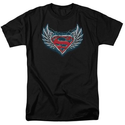 Superman Steel Wings Logo Mens T Shirt Black Retro Pop Classics