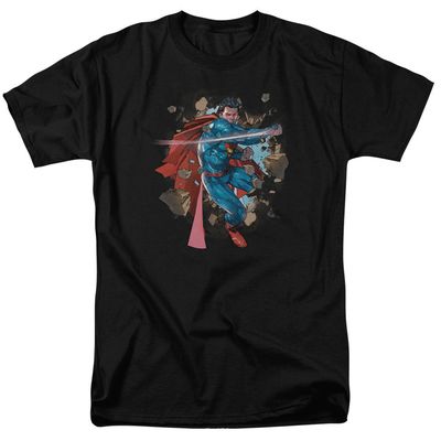 Superman Rock Breaker Mens T Shirt Black Retro Pop Classics